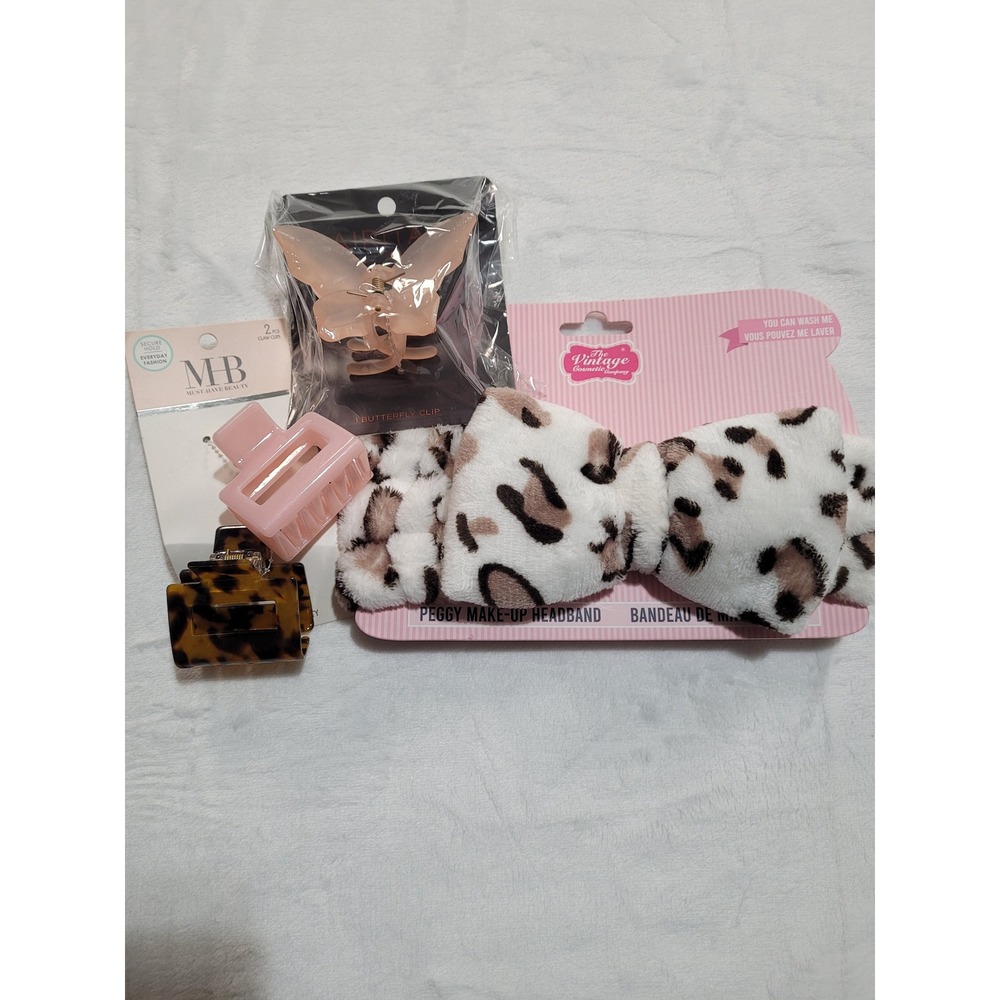 Vintage Cosmetic Co Hairitage MB Hair Accessory Bundle Women OS Pink Leopard NEW